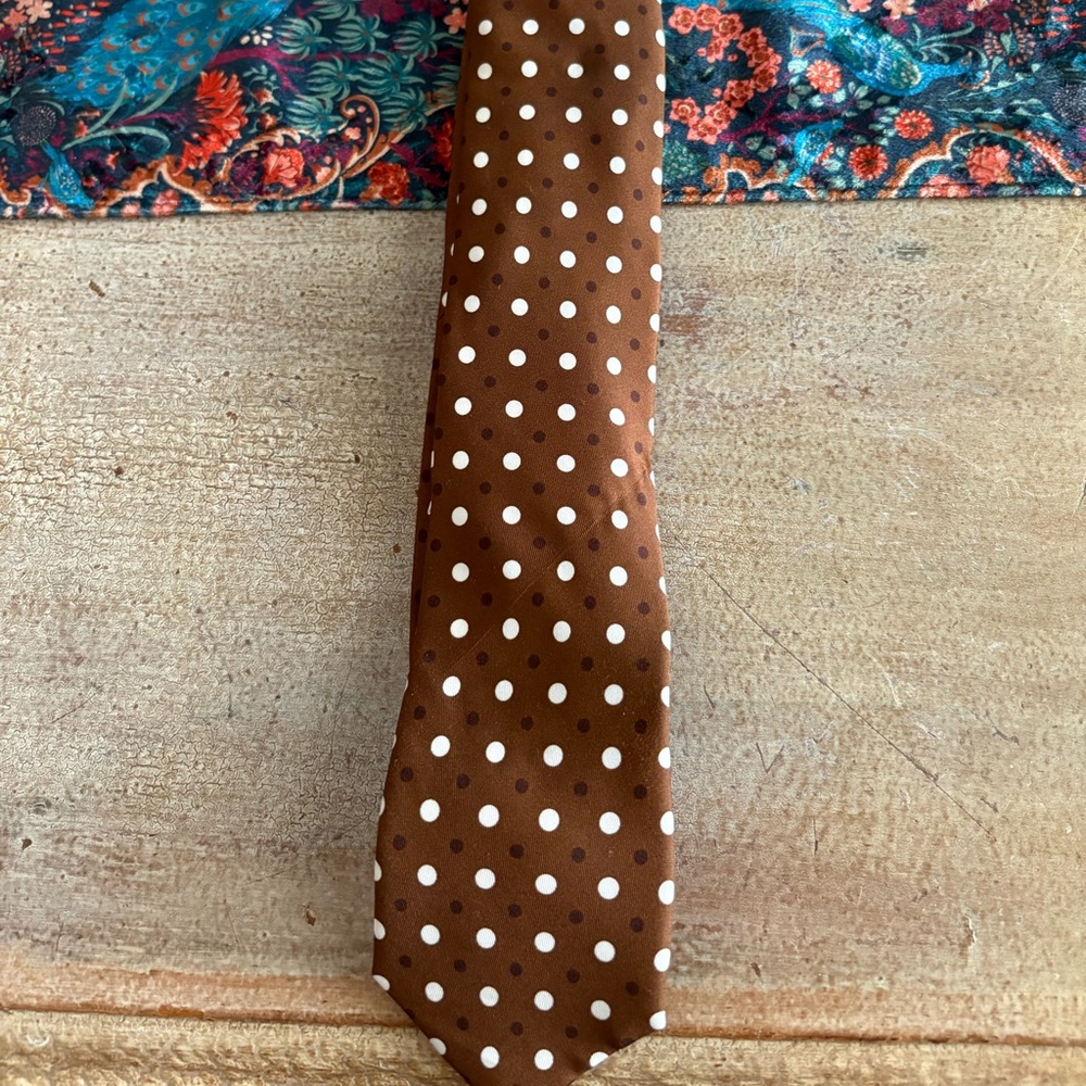 the Tie Bar silk Hidden Dots Chocolate Brown Tie